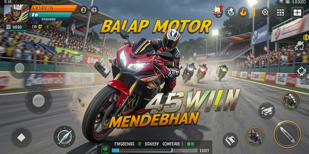Tampilan gameplay mendebarkan dari 456WIN yang menunjukkan aksi balapan motor.