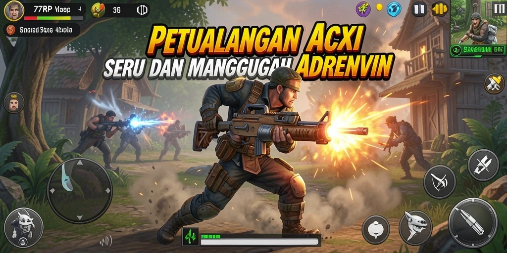 Screenshot 77RP menampilkan aksi pertempuran yang seru dan dinamis.