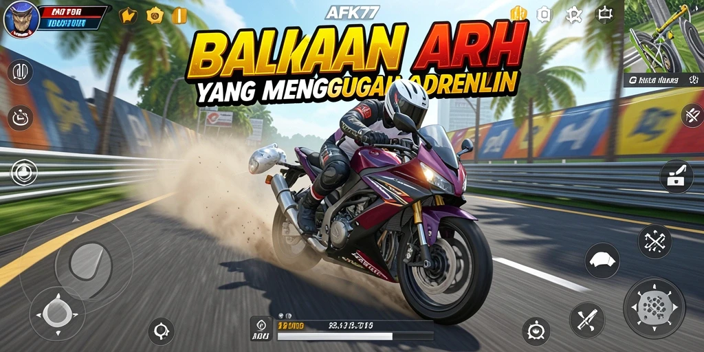 Gameplay seru AFK77 dengan balapan motor yang menegangkan.