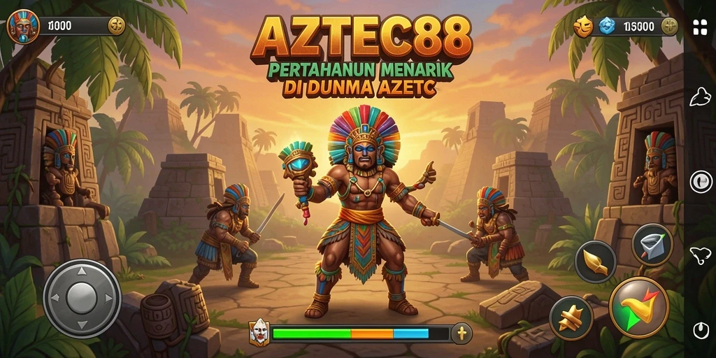 Tampilan gameplay yang mendebarkan di AZTEC88.