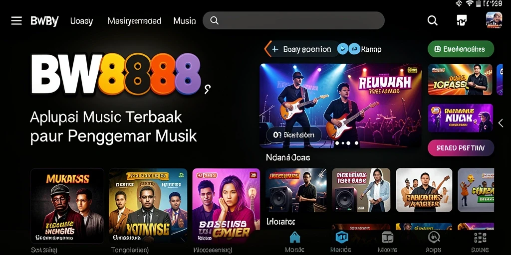Screenshot BW888 menunjukkan pengalaman mendengarkan musik yang seru.