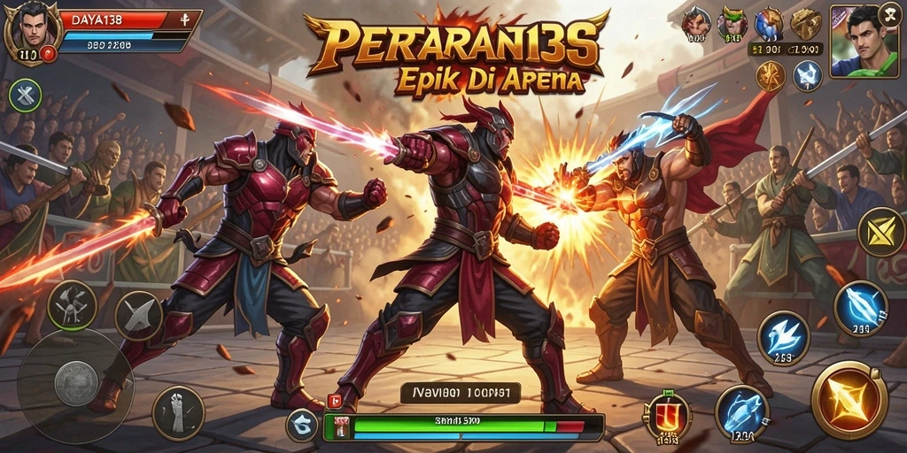Gameplay pertarungan epik dalam DAYA138 dengan karakter yang beragam.