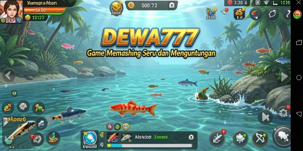 Tampilan gameplay DEWA777 yang seru saat memancing.