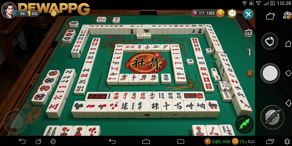 Tangkapan layar DEWAPG menunjukkan gameplay Mahjong yang seru.