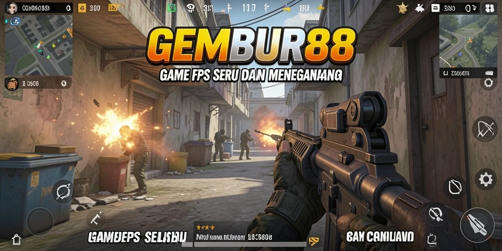 Screenshot gameplay <strong>GEMBUR88</strong> menampilkan aksi tembak-menembak yang intens.
