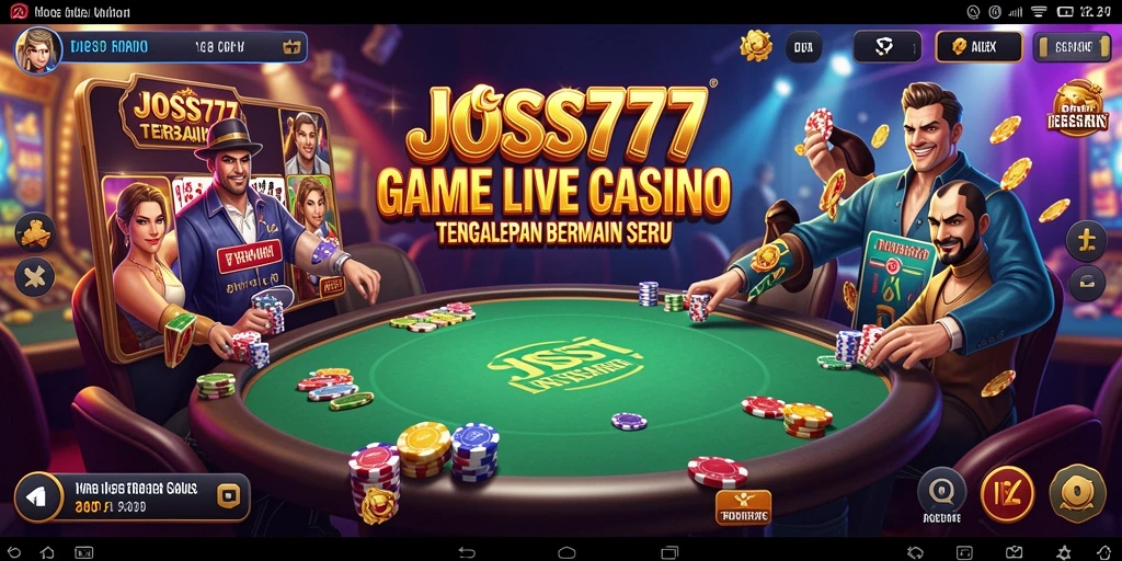 Screenshot utama JOSS777 menampilkan dealer dan permainan Live Casino yang menarik.