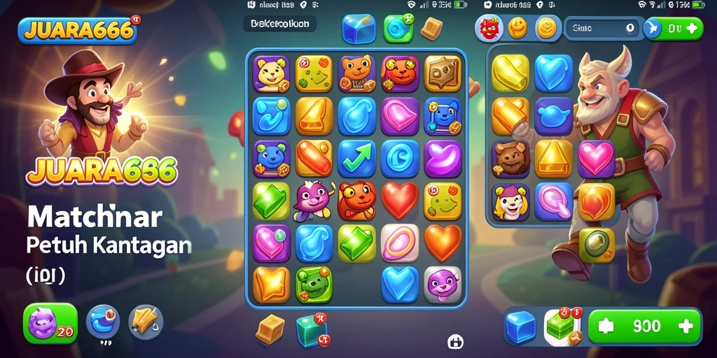 Screenshot gameplay JUARA666 yang menampilkan momen mencocokkan permata.
