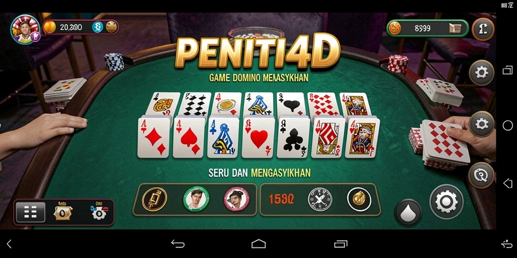 Tampilan gameplay Domino yang seru dan interaktif di PENITI4D.