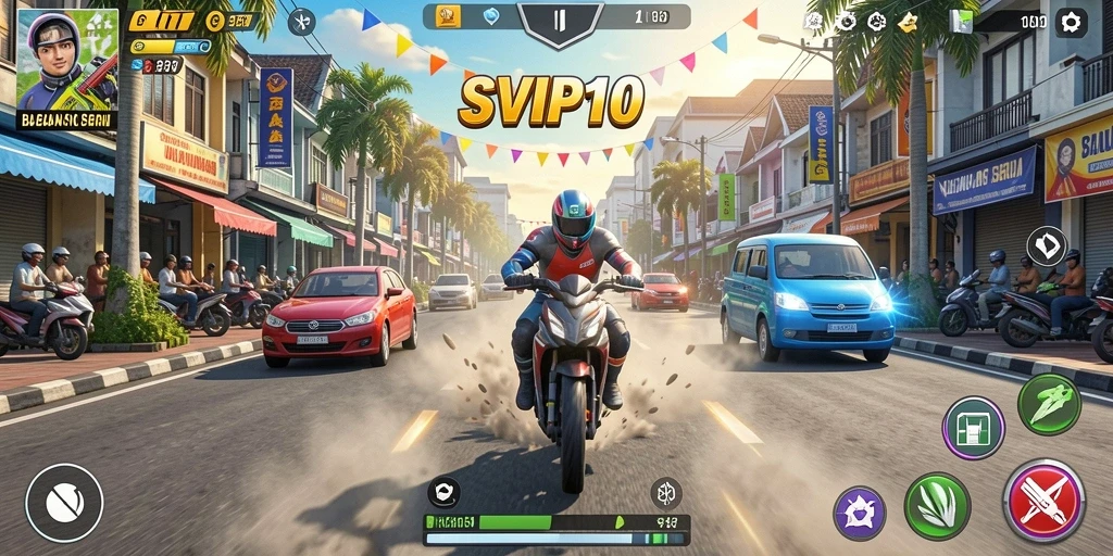 Tampilan memukau dari gameplay balapan yang intens dan seru.