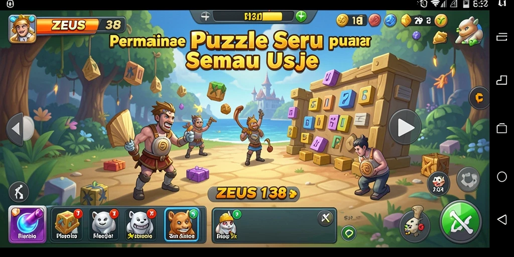 Tampilan gameplay ZEUS138 dengan puzzle yang menantang.